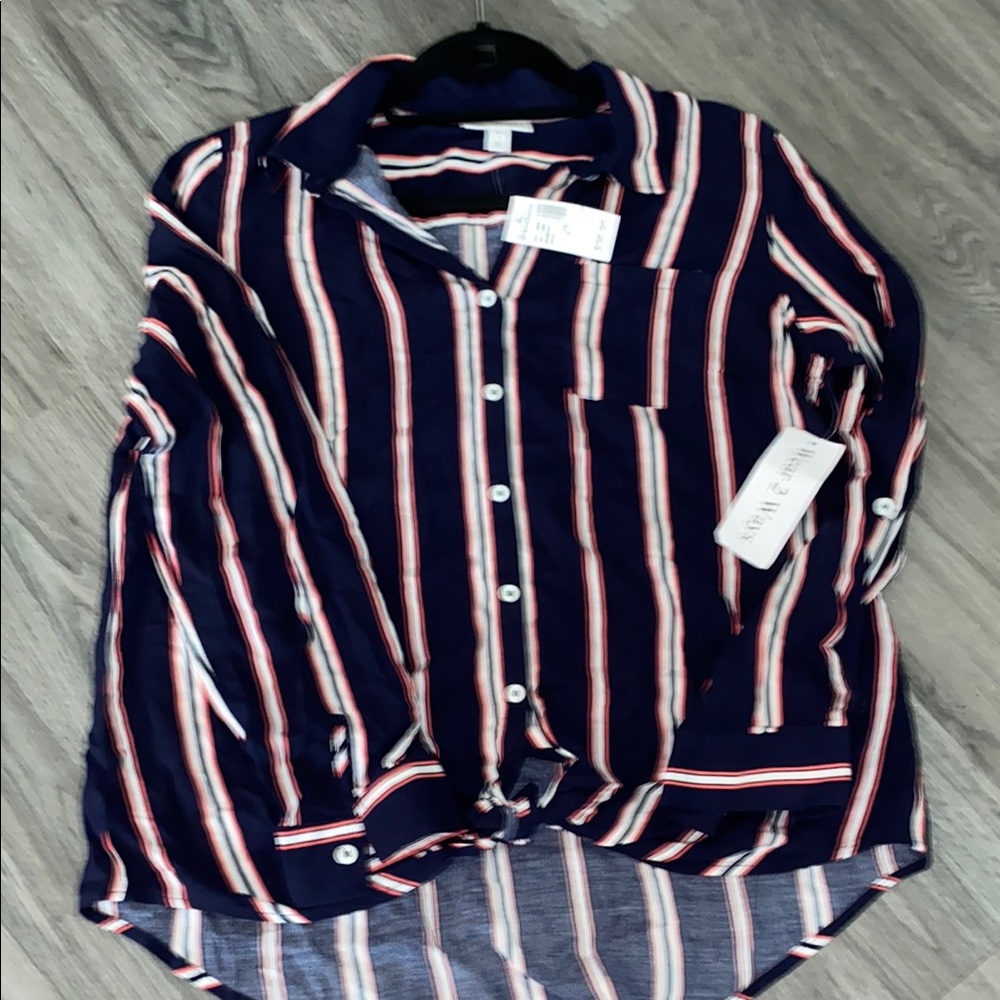 Striped Button-Up Shirt Nwt